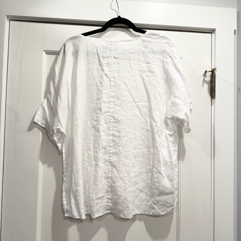 PureJill‎ J. Jill Short Sleeve Relaxed Linen Blouse Lagenlook Womens Size Large - Picture 12 of 12